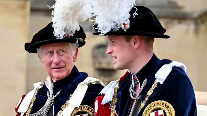 Il principe Carlo, principe di Galles e il principe William, duca di Cambridge partecipano al servizio dell'Ordine della Giarrettiera a San Giorgio's Chapel